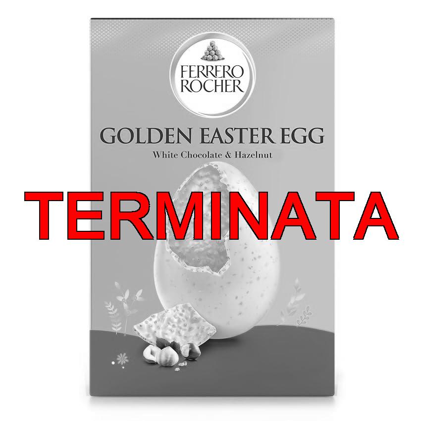 Ferrero Rocher – Uovo di Pasqua 2026 al Cioccolato Bianco con Granella di Nocciole, 6 Specialità Ferrero Rocher Incluse, Idea Regalo Pasqua, Confezione da 250 g