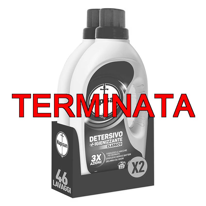 Napisan Detersivo Lavatrice Liquido, Detersivo Igienizzante, Classico 3x azione, Lavaggi, Nessun Colore, 1.15 l, Senza Profumazione. da 23 lavaggi (Confezione da 2)