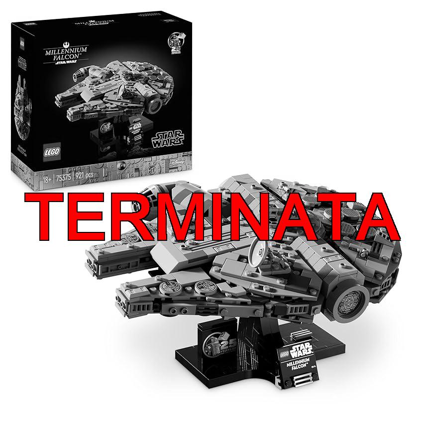 LEGO Star Wars 75375 Millennium Falcon – Set da Costruire con Astronave da Collezione per Adulti – Include Espositore e Targhetta – Decorazione da Scrivania – Regalo per i Fan di Una Nuova Speranza