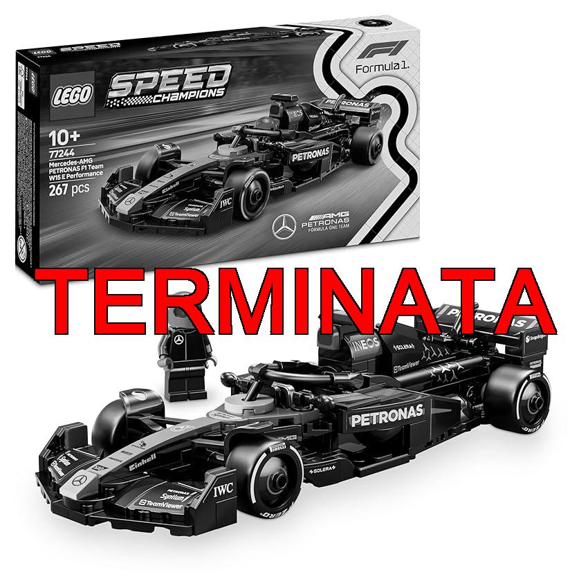 LEGO Speed Champions Auto da Corsa Mercedes-AMG PETRONAS F1 W 15 Macchina Giocattolo da Collezione con Minifigure del Pilota, Modello per Bambini da 10 Anni o per Adulti Fan della Formula 1 77244