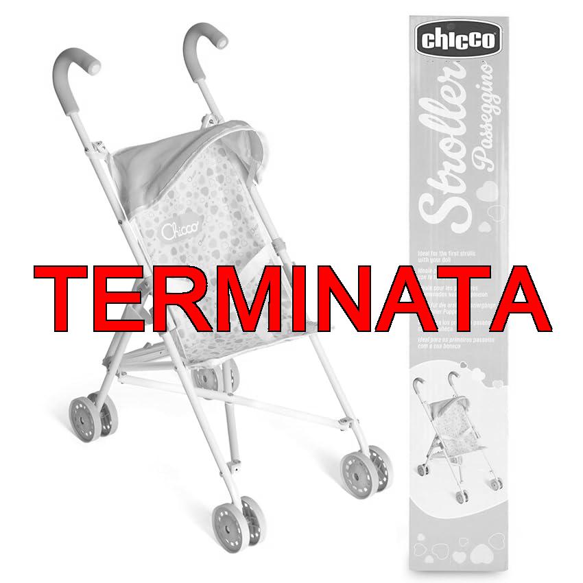 Chicco Passeggino per bambole My First Doll, Per bambini a partire dai 3 anni, Passeggino giocattolo con 4 ruote, Leggero e facile da piegare, Seduta in tessuto e cappottina ripiegabile