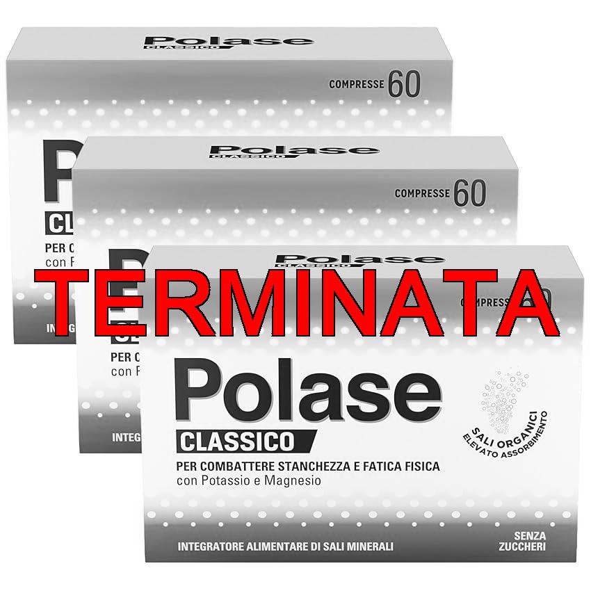 Polase Classico, Magnesio e Potassio,Integratore Alimentare, contro Stanchezza e Fatica Fisica, Caldo, Sali Minerali Organici, 60 Compresse (Confezione da 3)