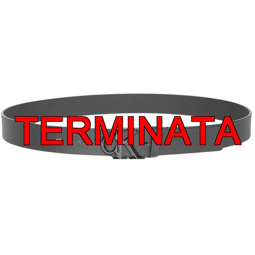 Calvin Klein Uomo Cintura Buckle 3,2 cm con Fibbia con Monogramma, Marrone (Ck Dark Brown), 85 cm