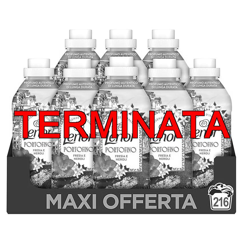 Lenor Ammorbidente Lavatrice Concentrato Essenze d’Italia,216 Lavaggi (27×8), Portofino, Note Di Fresia e Neroli, Profumo autentico di lunga durata