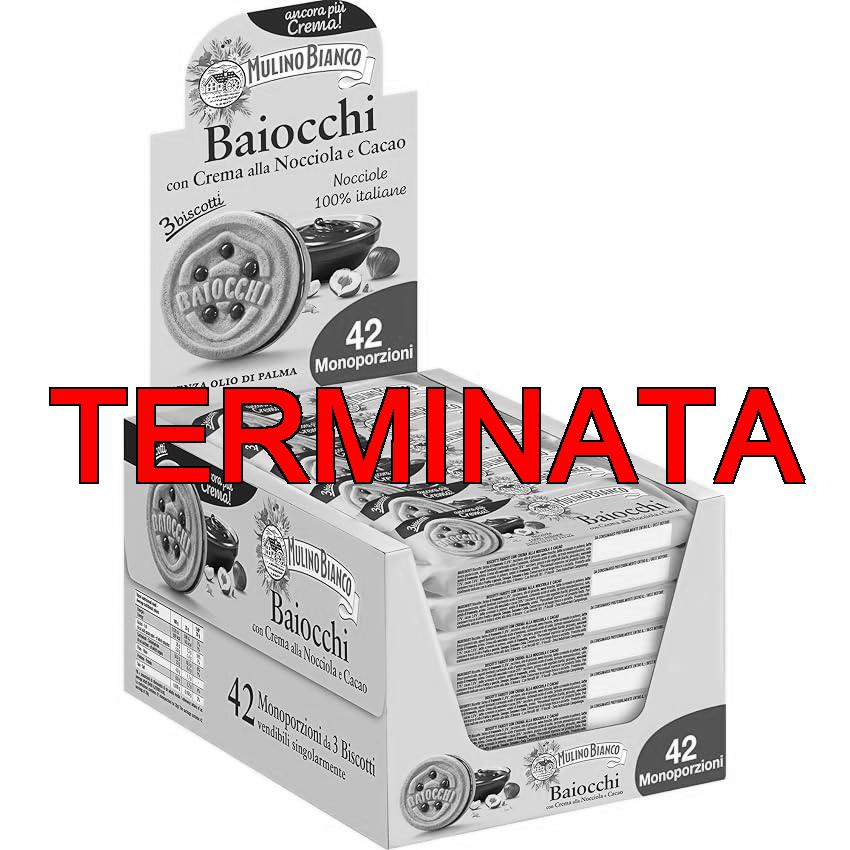 Mulino Bianco Biscotti Baiocchi con Crema alla Nocciola e Cacao, Snack Ideale per Colazione e Snack Dolce per la Merenda, Confezione da 42 Pacchetti