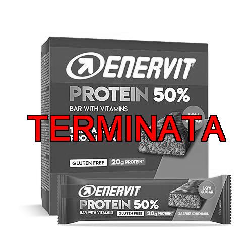 Enervit, Protein Bar 50% Salted Caramel, Barrette Proteiche, 20g di Proteine, Low Sugar, con Vitamina D e B6, Gusto Caramello Salato, Per il Recupero Dopo lo Sport, Senza Glutine, 12 Barrette da 40g
