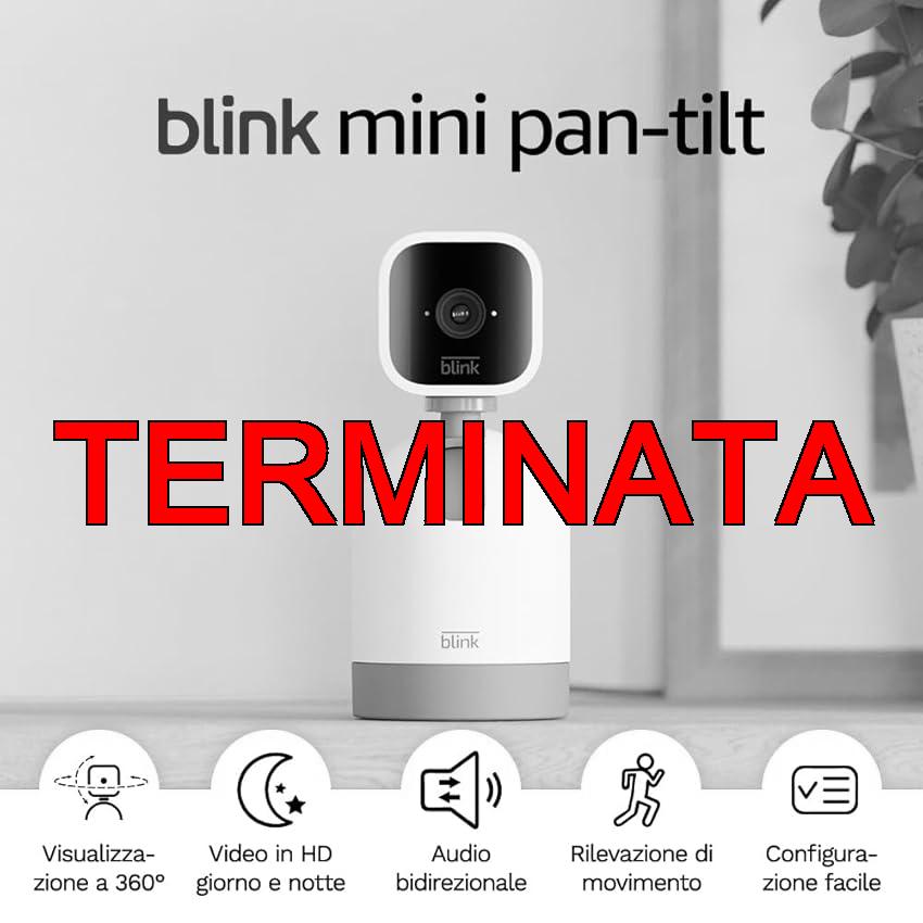 Blink Mini Pan-Tilt Camera | Videocamera intelligente di sicurezza, da interni, plug-in, audio bidirezionale, video HD, rilevazione di movimento, funziona con Alexa | Bianco