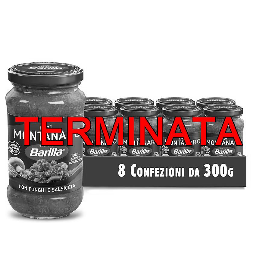 Barilla Sugo Ragù Montanaro, Salsa Pronta al Pomodoro con Salsiccia e Funghi, Sugo Pronto, Confezione da 8x300g