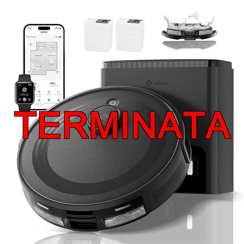 Lefant M2 Plus Robot Aspirapolvere Lavapavimenti con Mappatura, 6000Pa, Stazione di Raccolta 2,5L, Navigazione Laser dToF +Ostacoli PSD, Pulizia Personalizzata, WiFi, App, Alexa