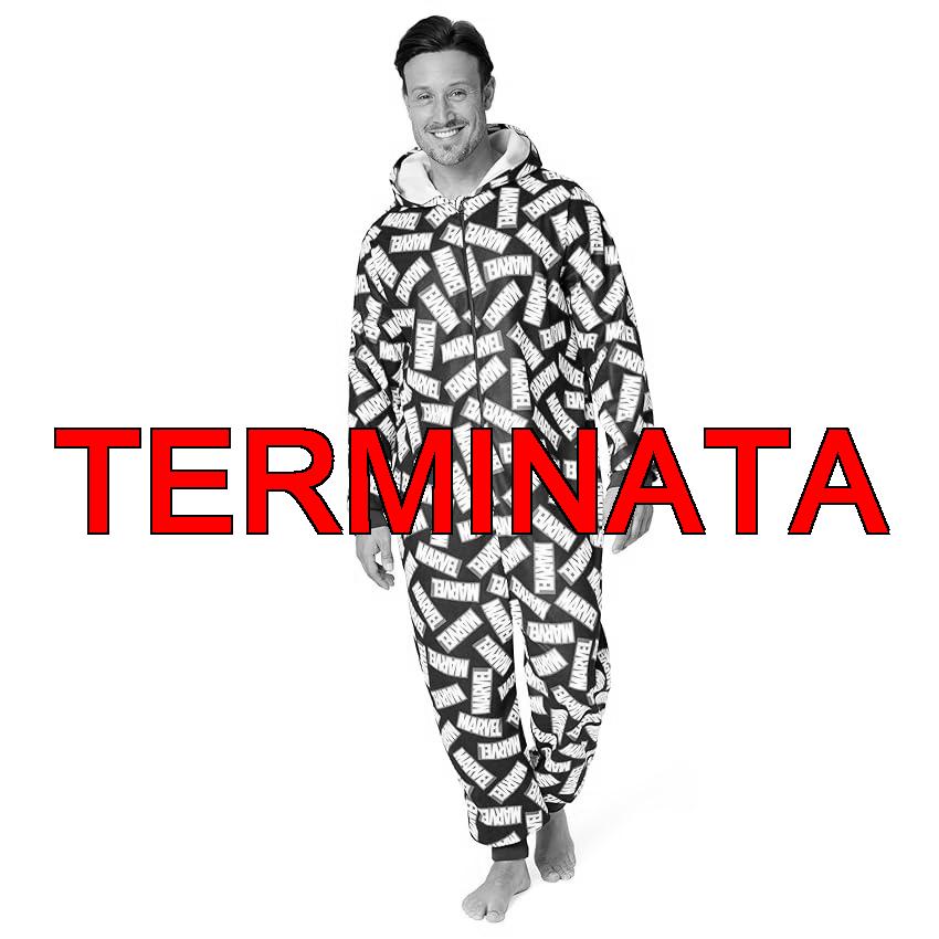 Marvel Pigiama Intero Uomo – Caldo Pigiamone in Pile con Cappuccio e Zip S-2XL – Pigiami Invernali Interi Avengers Gadget Regalo (Nero, Rosso, M)