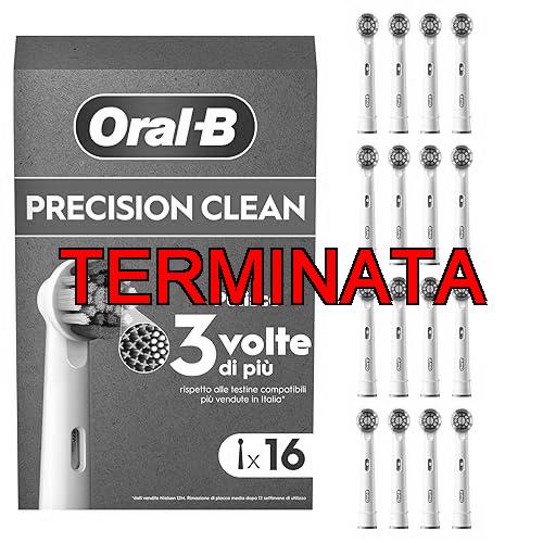 Oral-B Testine Di Ricambio per Spazzolino Elettrico, 16 Testine Oral B Pro Precision Clean Bianche Autentiche, Confezione Adatta Alla Buca Delle Lettere