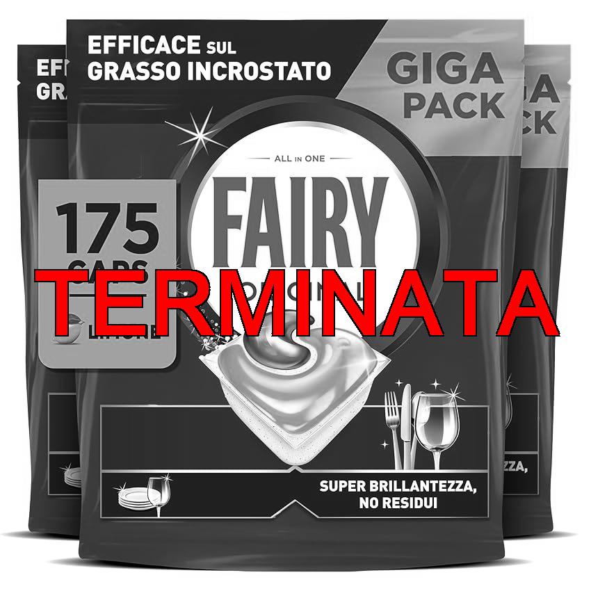 Fairy Original Detersivo Pastiglie Lavastoviglie Brillantante, 175 Capsule Lavastoviglie, Original Limone, Azione Pulente Al Primo Lavaggio, Efficace Sul Grasso Incrostato Con Azione Brillante