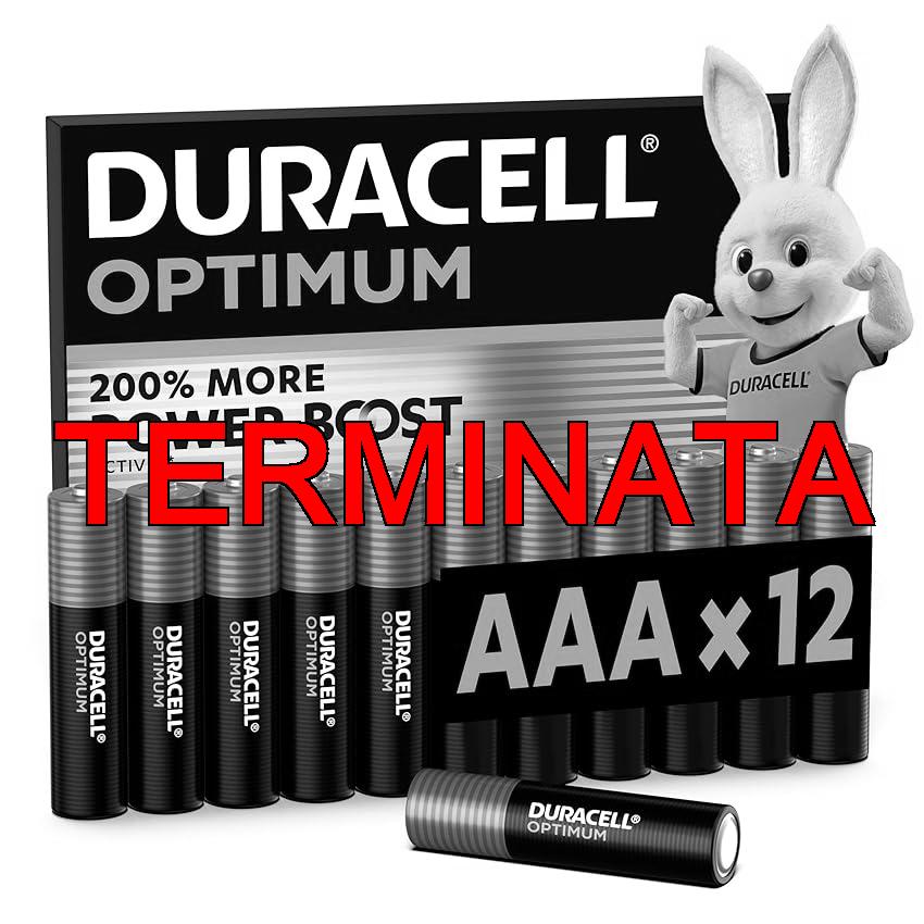 DURACELL Optimum AAA Batterie (Confezione da 12 ) – Batterie Alcaline da 1,5 V – 200% Più Attivi Power Boost – Soddisfano le Esigenze dei Dispositivi Moderni – 100% Riciclabili – MX2400