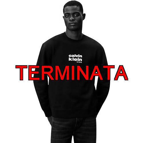 Calvin Klein Uomo LS 350FLEECE Retro Graphic CREWN LV04LE250G, Nero, L, Nero (Nero), L