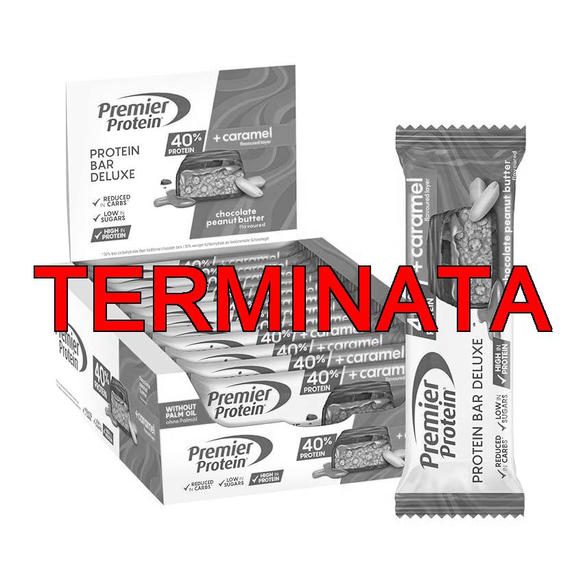 Premier Protein – Protein Bar Deluxe 40% – Chocolate Peanut Butter – 12x50g – basso contenuto di zuccheri – low carb – senza olio di palma
