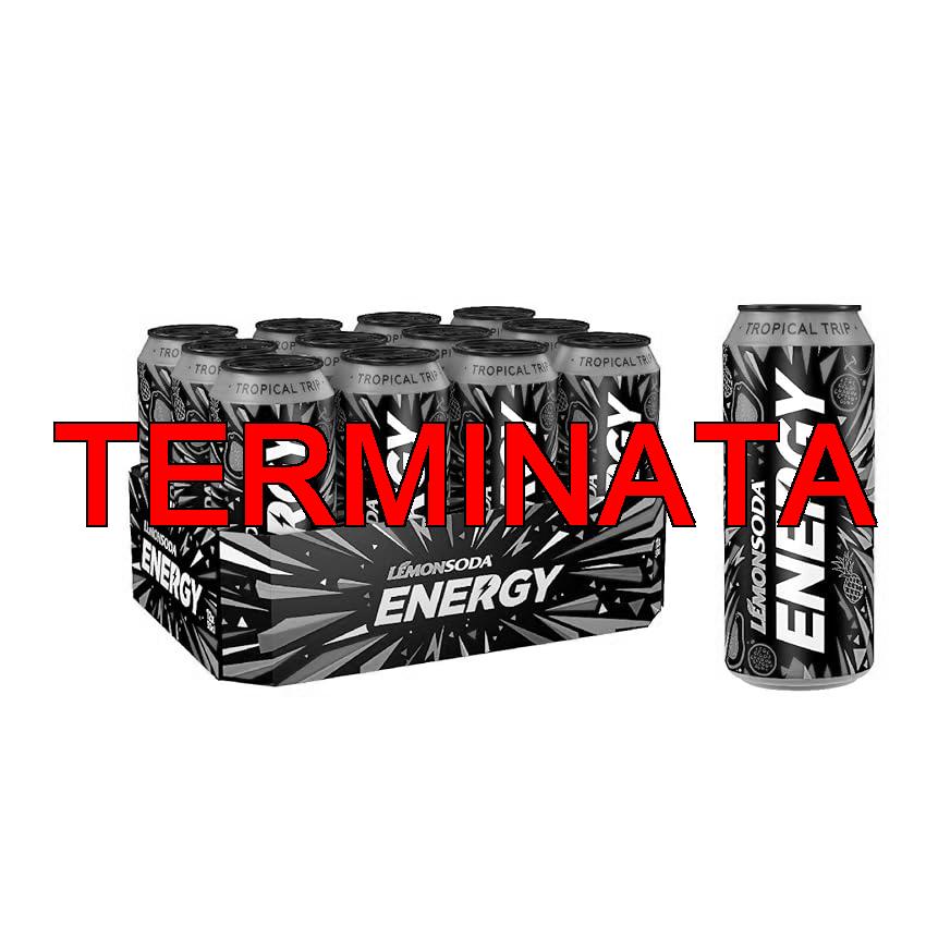Lemonsoda Energy | Tropical Trip, Energy Drink al Gusto di Frutta Tropicale, 12 Lattine da 50 cl, con Mix di Frutta, Vitamine e Caffeina