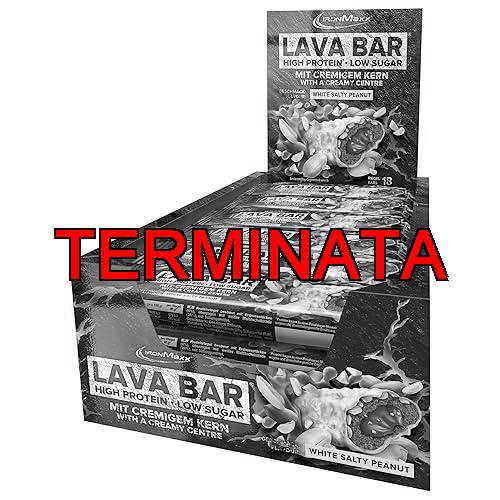 IronMaxx Lava Protein Bar – White Salty Peanut – 18x40g | Barretta High Protein con cuore cremoso & topping arachidi-caramello | A basso contenuto di zuccheri & senza olio di palma