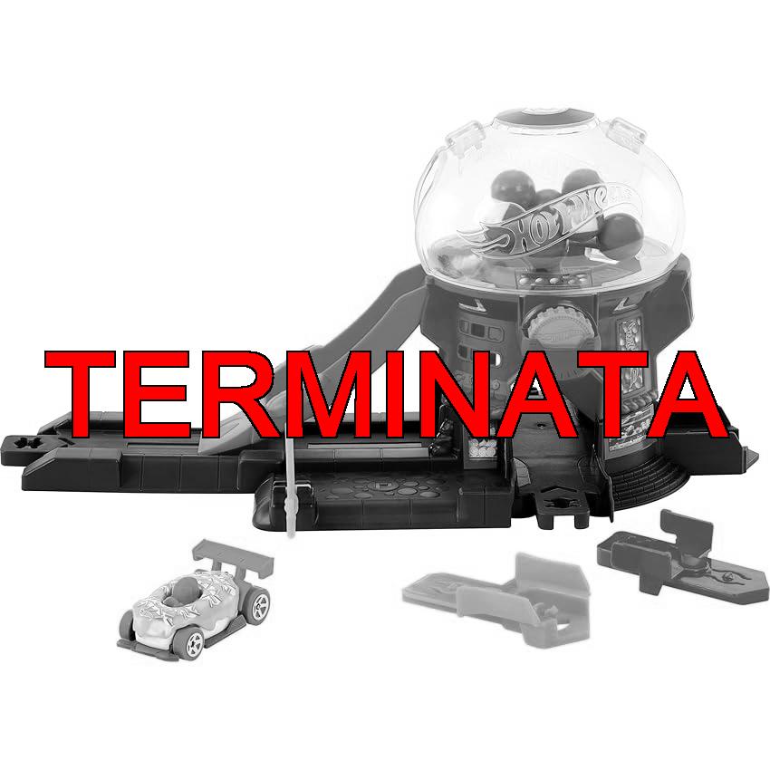 Hot Wheels – Negozio di Caramelle, Set Pista con rampa, Veicolo a Forma di Ciambella in Scala 1:64 Incluso e Speed Snap Track, Giocattolo per Bambini, 3+ Anni, JBM62