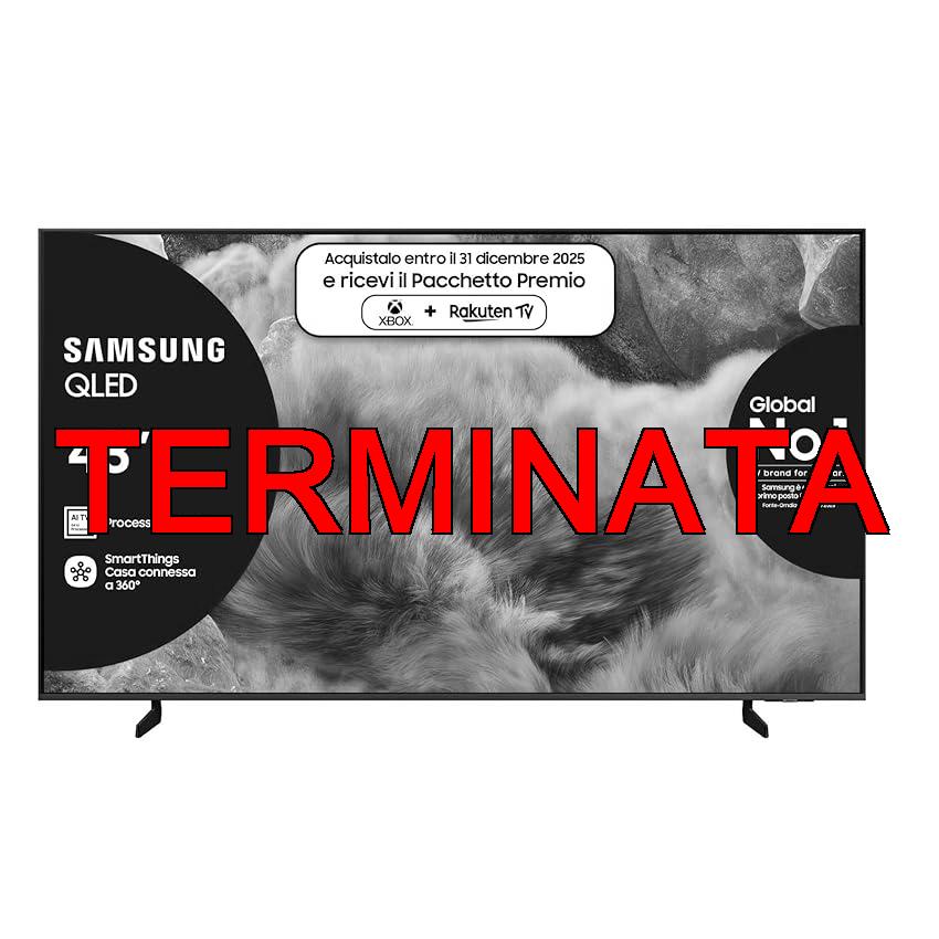 Samsung QLED 4K Vision AI Smart TV 43” QE43Q8FAAUXZT, Q8F, Q4 AI Processor, 4K Upscaling, OTS Lite, Air Slim Design, 100% di Volume Colore con Quantum Dot, PACCHETTO INTRATTENIMENTO, 2025