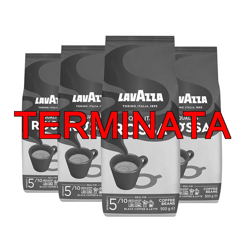 Lavazza, Qualità Rossa, Caffè in Grani, con Note Aromatiche di Cioccolato e Frutta Secca, Arabica e Robusta, Intensità 5, 10, Tostatura Media, 4 Confezioni da 500 g