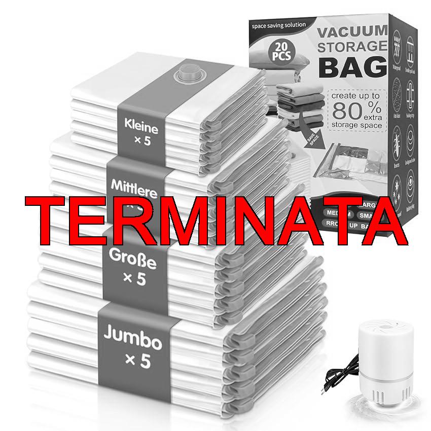 NATNAV 20 Pezzi Sacchetti Sottovuoto Vestiti Buste Sottovuoto Vestiti Piumoni 5 Misure con Pompa Elettrica Sacchi Sottovuoto Piumoni Risparmio 80% Spazio Riutilizzabili per Casa Viaggio