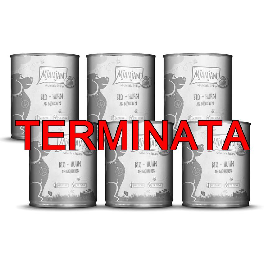 MjAMjAM – Cibo umido premium per cani – naturalmente delizioso – pollo BIO con carote, confezione da 6 (6 x 800 g), senza cereali con carne extra