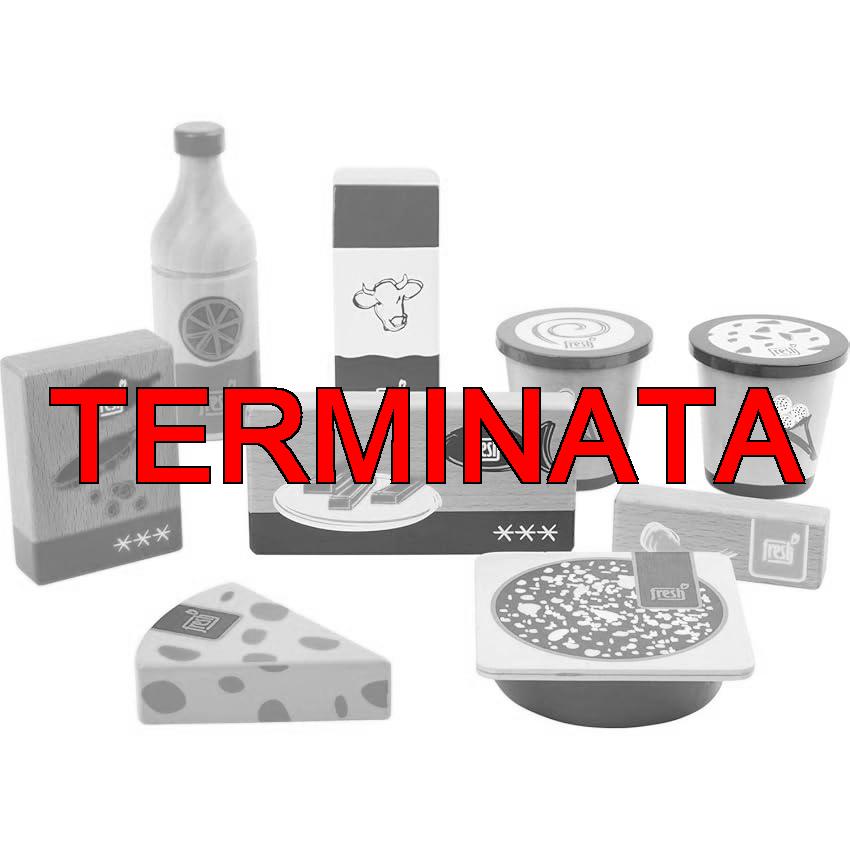 Small Foot 11441 Set di Prodotti da frigor e surgelati Fresh, in Legno, Accessori per negozietto e Cucina da Gioco, 9 Pezzi