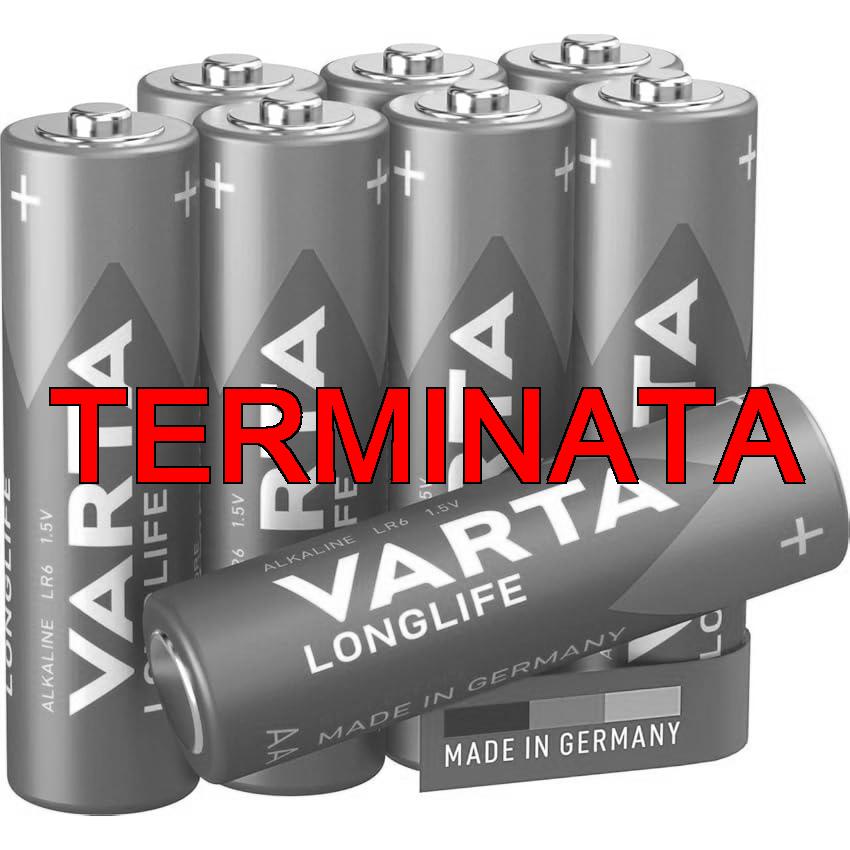 Varta 4106101328 Longlife Batteria Alcalina, Stilo AA LR06, Confezione da 8 Pile Confezione risparmio morbida foil – il design può variare