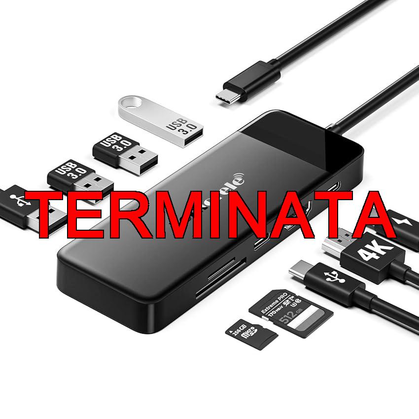 Lemorele Hub USB C – Adattatore multiporta 9 in 1 con HDMI 4K, 3 USB 3.0, PD 100W, SD, TF, docking station per MacBook, iPad, Windows