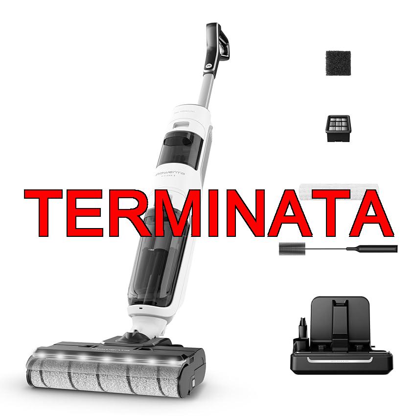 Rowenta X-Clean 5, Lavapavimenti Senza Fili, Aspira e Lava fino a 50 Minuti, Tecnologia Smart, Autopulizia e Asciugatura a 60°, con Assistente Vocale e Accessori Inclusi, Colore Bianco Neve, GZ5557