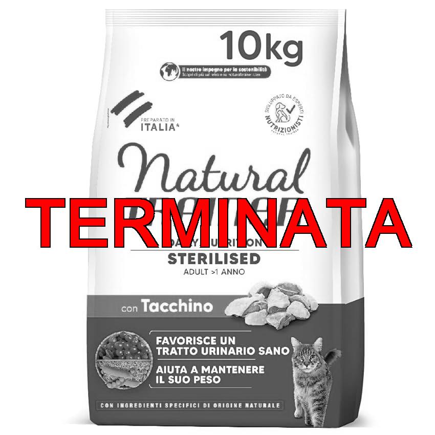 Trainer Natural Cat Sterilised Adult con Carni Bianche e Fibra di Pisello 10 Kg, 10000 Gr