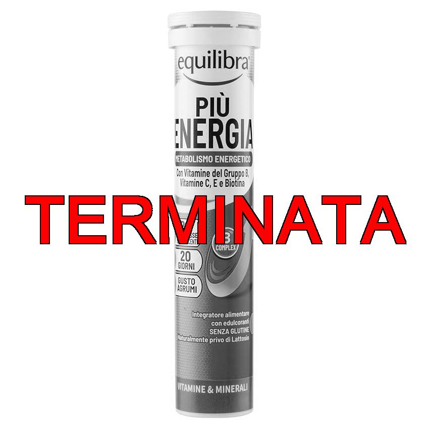 equilibra Integratori Alimentari, Più Energia, Integratore per il Benessere Vitaminico, con Vitamine Gruppo B, Vitamina C, Vitamina E, Biotina, Gusto Agrumi, 20 Compresse Effervescenti