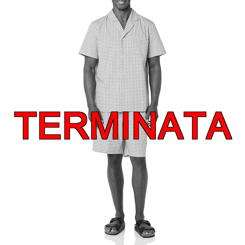 Amazon Essentials Pigiama Corto da Uomo Leggero con Colletto a Intaglio e Stampa geografica, Taglia XXS