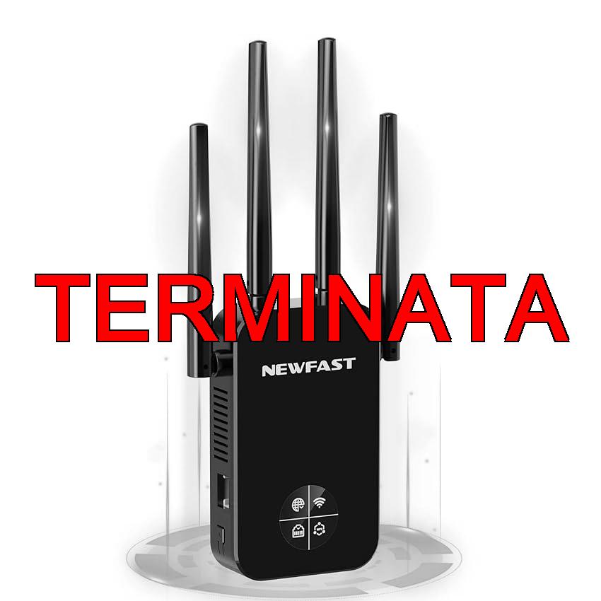 NEWFAST Ripetitore WiFi Potente per Casa, 1200Mbps WiFi Extender Dual Band 2.4GHz, 5GHz con 4 Antenne ad Alto Guadagno, Porta Ethernet, WPS, Display Intelligente, Supporta 3 Modalità(Nero)