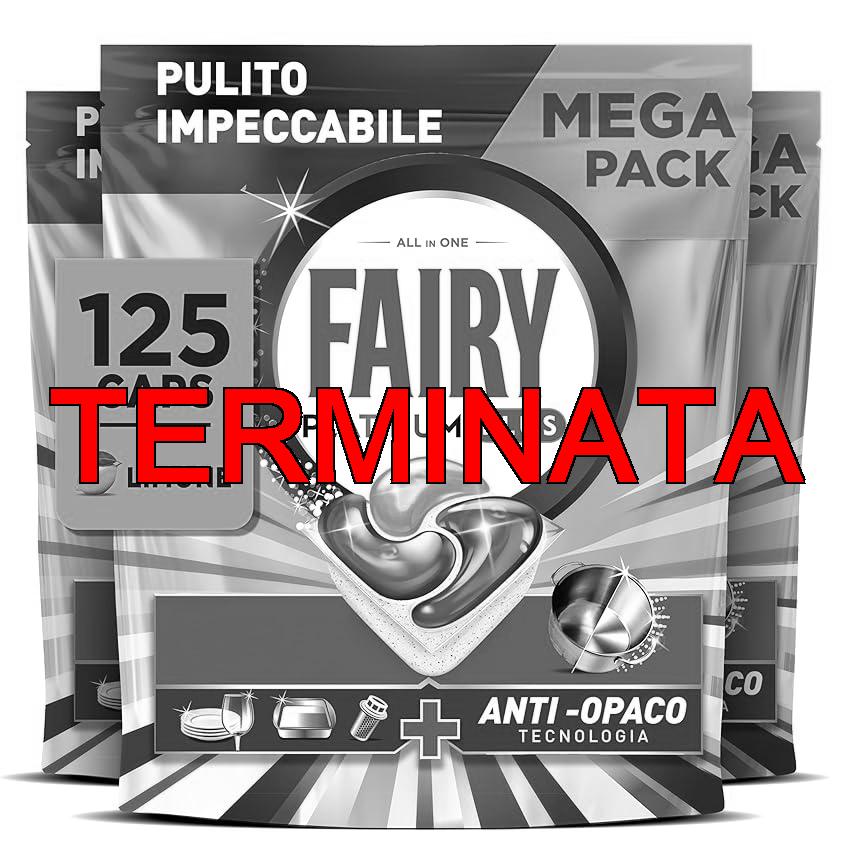 Fairy Platinum Detersivo Pastiglie Lavastoviglie Plus Complete, Brillantante, 125 Capsule, Limone, Tecnologia Anti-Opaco, Contro Il Grasso e le Incrostazioni Ostinate Anche Nei Cicli Brevi