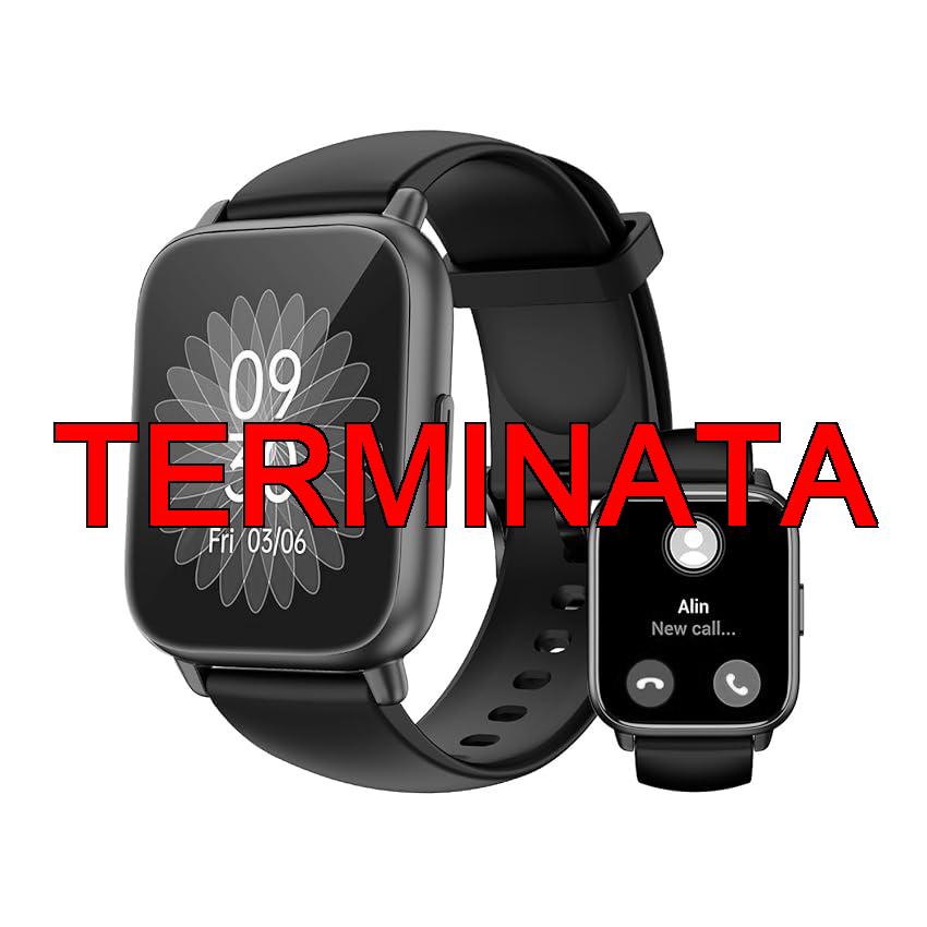 RUIMEN Smartwatch Uomo Donna Chiamate Bluetooth Orologio Contapassi Android iOS Compatibile Fitness Watch Sportive Cardiofrequenzimetro da polso Saturimetro Impermeabile IP68 Notifiche Whatsapp Nero