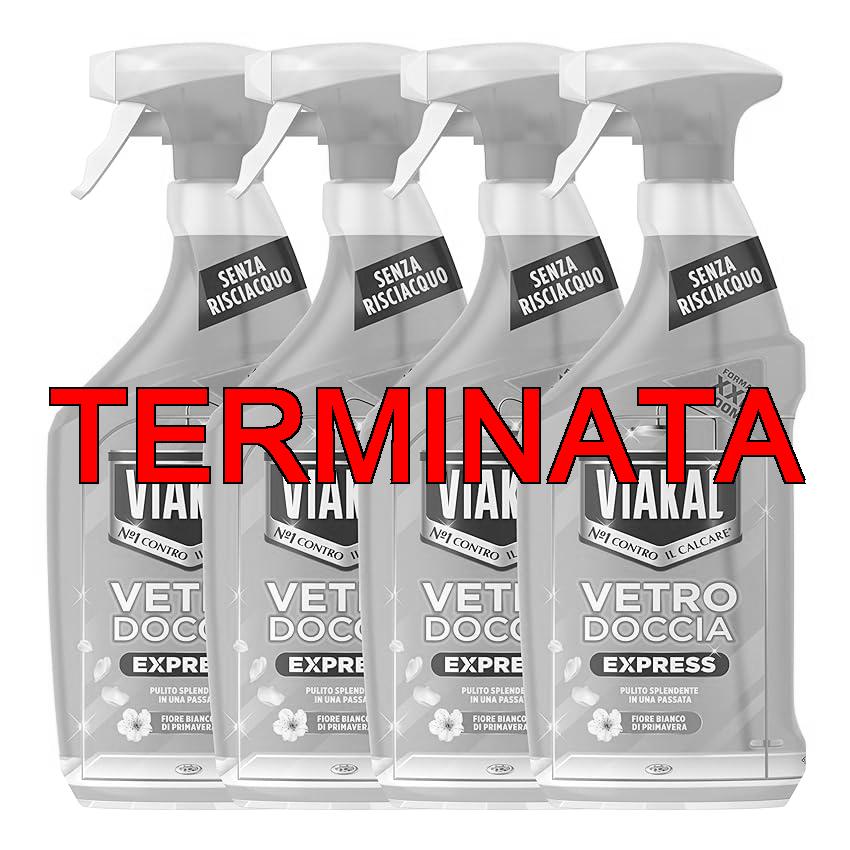 Viakal Vetro Doccia Express Spray, Fiori bianchi, Senza Risciacquo, Pulizia scintillante in una sola passata, 4x800ml