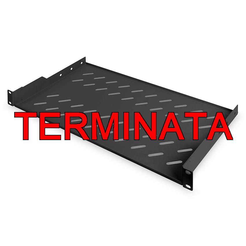 DIGITUS DN-19 TRAY-1-SW, Scaffale per installazione fissa in armadi da 19 pollici, capacità di carico 15 kg, a partire da 450 mm di profondità dell’armadio, 1U, nero