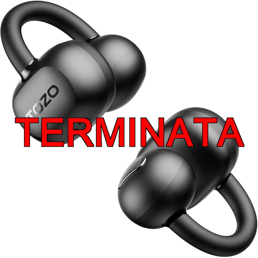 TOZO OpenEarRing Cuffie Bluetooth 5.1 Ultraleggere con IA Cancellazione del Rumore nelle Chiamate, 40 Ore di Autonomia, Schermo LED, Ricarica USB Tipo-C, Ideali per Sport, Viaggi e Lavoro, IPX5 Nero