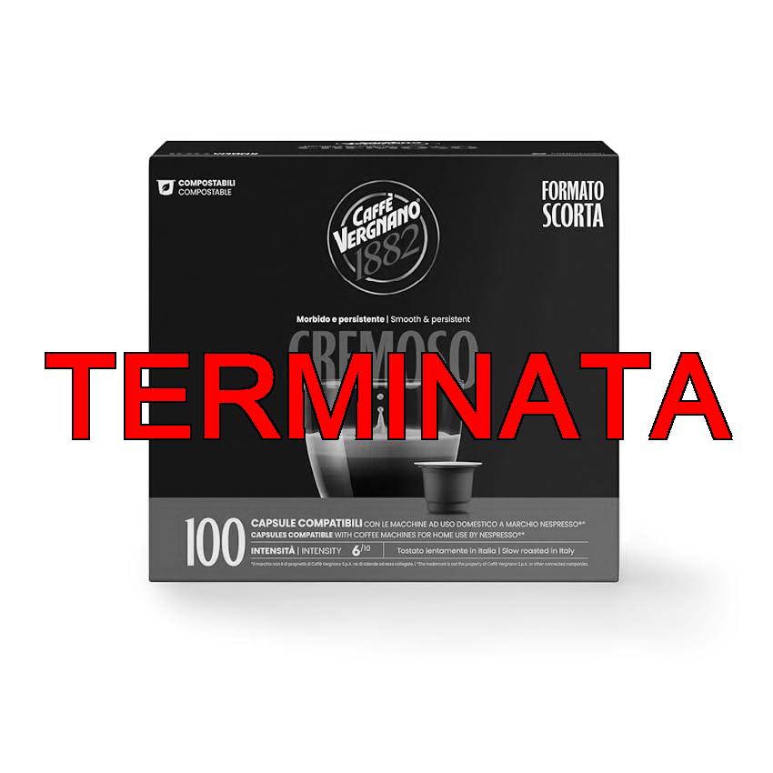 Caffè Vergnano 1882 – 100 Capsule – Caffè Compostabili e Compatibili con Nespresso, Cremoso – Pack da 100 capsule