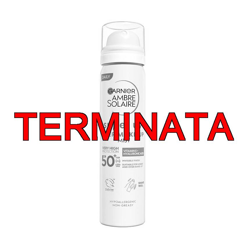 Garnier Spray Fissante Make Up con Protezione Solare SPF50+, Protezione da Macchie Scure, Trucco Perfetto a Lungo, Formula Vegana con Glicerina, Vitamina E e Acido Ialuronico, Ambre Solaire, 75 ml