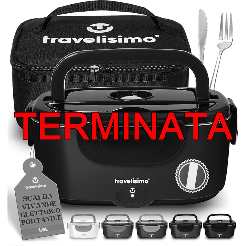 TRAVELISIMO Scaldavivande Elettrico Portatile 100W 1,5L Porta Pranzo Termico 220V, 12V, 24V Schiscetta pranzo Riscaldabile per Viaggio e Lavoro Portavivande Termico & Porta Pranzo Riscaldabile