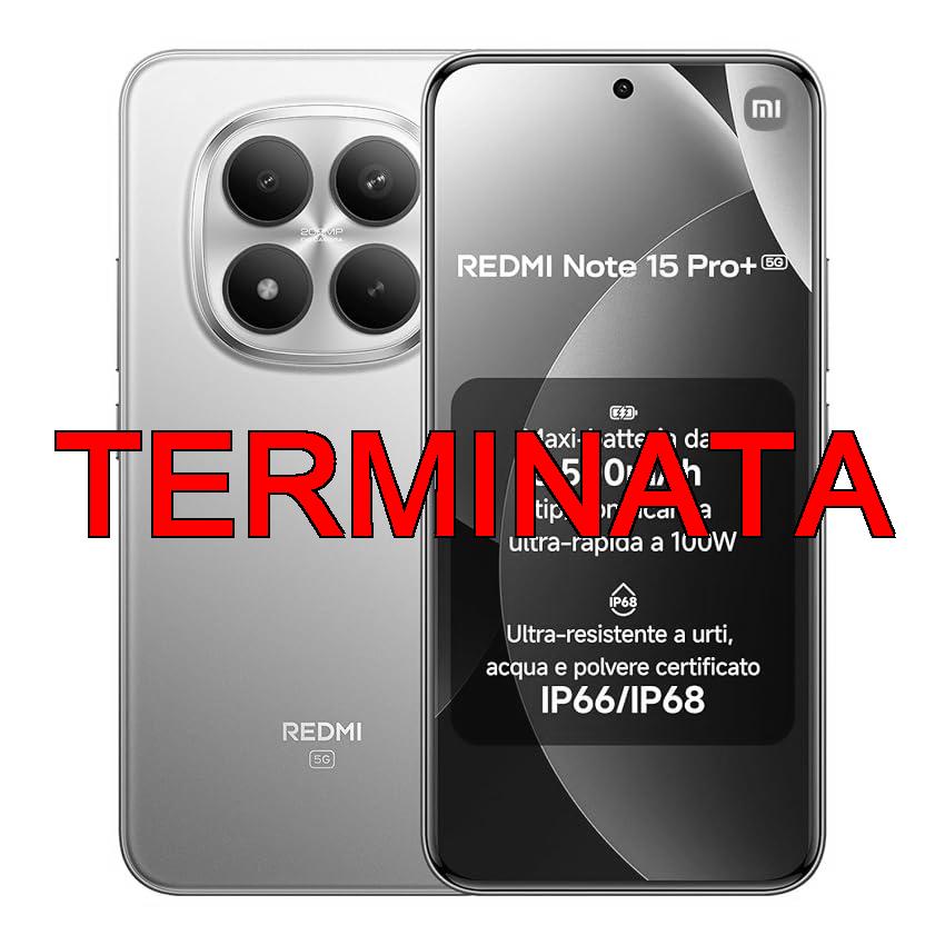 XIAOMI Redmi Note 15 Pro+ 5G, Smartphone 8+256GB, Batteria massiccia da 6500 mAh, IP66, IP68, Nuova fotocamera 200 MP, Display AMOLED da 6,83″, Blu Ghiacciaio, Garanzia 2 anni, Caricatore non incluso