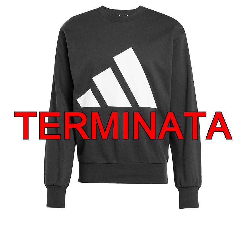 adidas Uomo Essentials Big Logo French Terry Sweatshirt, Black, White, L