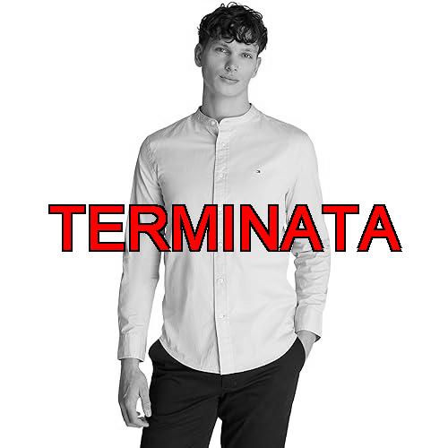 Tommy Hilfiger Uomo Camicia Flex Poplin Solid Mao Regular Fit, Blu (Sweet Blue), L