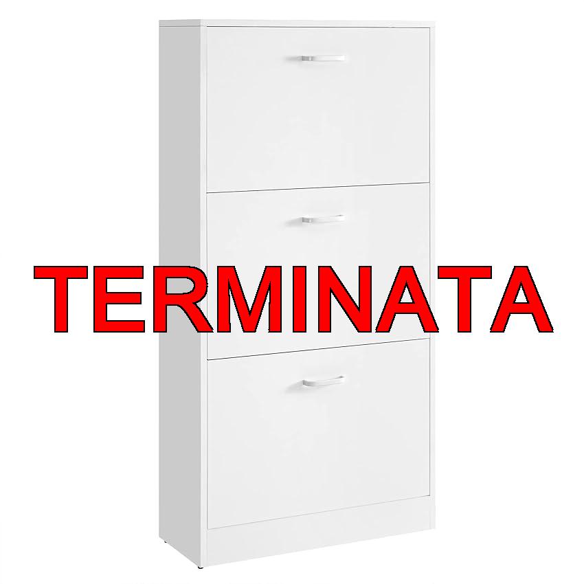 VASAGLE Scarpiera a 3 Piani Scaffale Portascarpe Cassettiera con 3 Scomparti Profondi Color Bianco Regolabile, 60 x 24 x 120 cm (L x P x A) LBC03WT