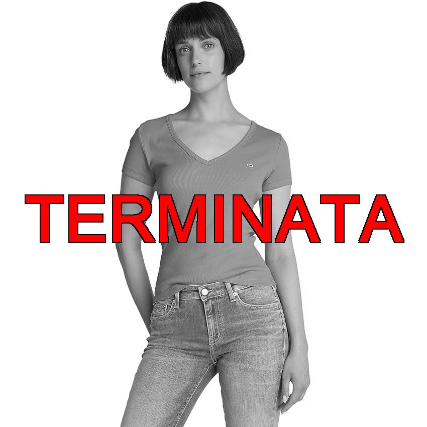 Tommy Jeans Tjw Slim Essential Rib V SS Dw0Dw17385, Top in Maglia a Maniche Corte, Donna, Rosso (Amour), XXS