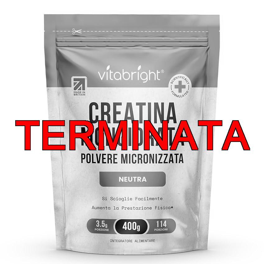 Creatina Monoidrata in Polvere Micronizzata | Busta da 400g | 114 Porzioni | Creatina Monohidrato Polvere Ultra Fine 200 Mesh a Rapido Scioglimento (Non Capsule) | Vitabright Creatine Monohydrate