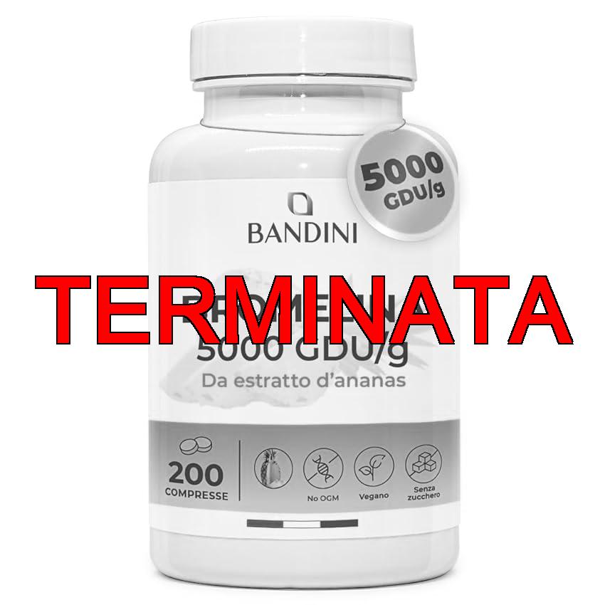 Bandini® Bromelina Forte 5000 GDU, g Gastroprotetta 200 Compresse, Enzima Digestivo, Estratto di Ananas, Bromelina Strong, Pura, Alto Dosaggio, Maggior Assorbimento, 100% Vegano