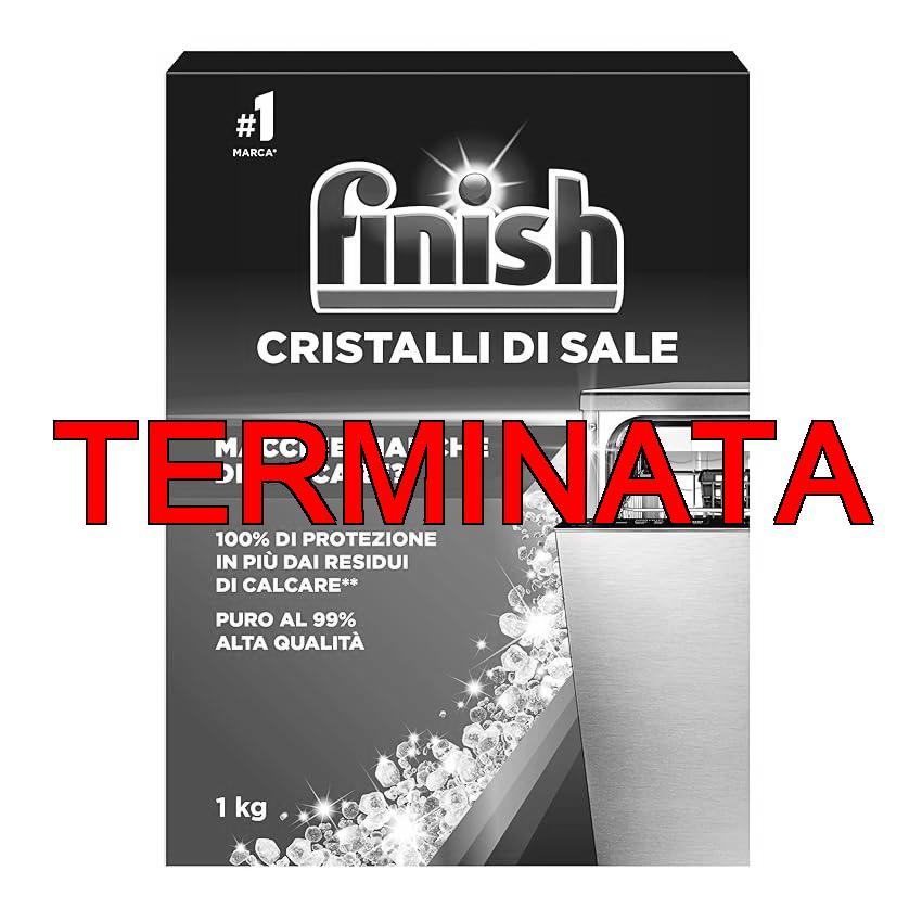 Finish Cristalli di Sale, 1 kg di Sale per Lavastoviglie, Additivo Lavastovigle contro l’Accumulo di Calcare